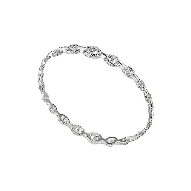 Judith Ripka Sterling Silver Rhodium Plated Graduated Link Stack Bracelet