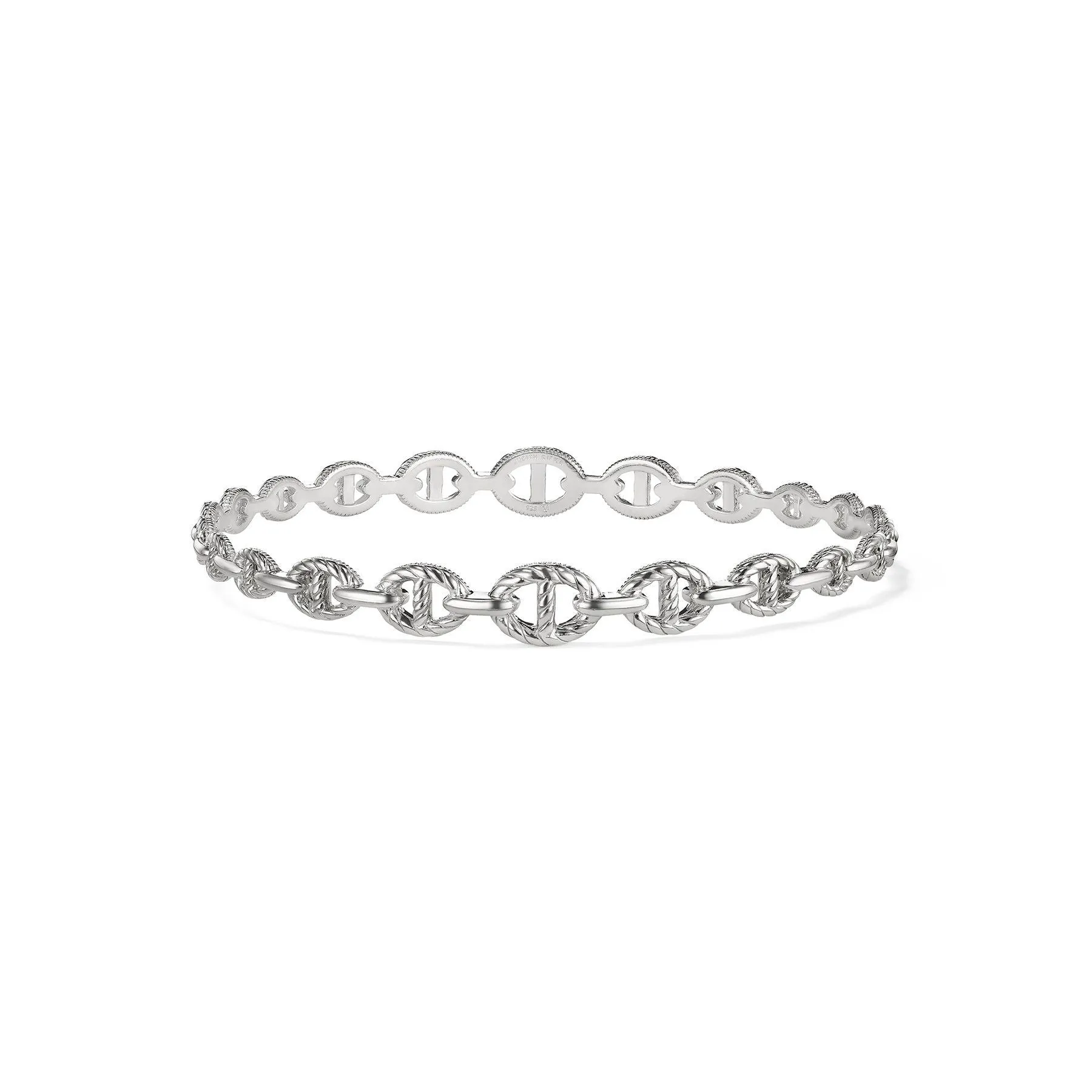Judith Ripka Sterling Silver Rhodium Plated Graduated Link Stack Bracelet