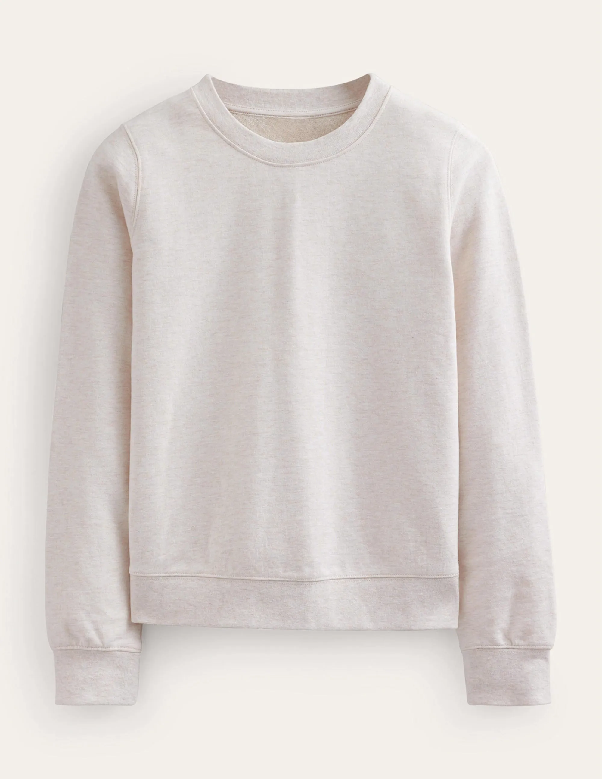 Kastenförmiges Sweatshirt aus tiefem Rippstrick-Haferbeige