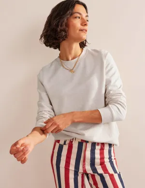 Kastenförmiges Sweatshirt aus tiefem Rippstrick-Haferbeige