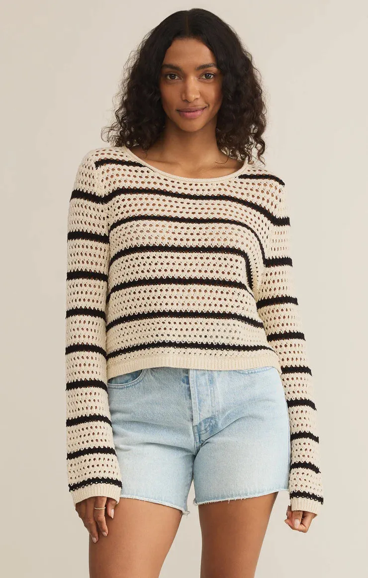 Kit Stripe Crochet Sweater - Sea Salt
