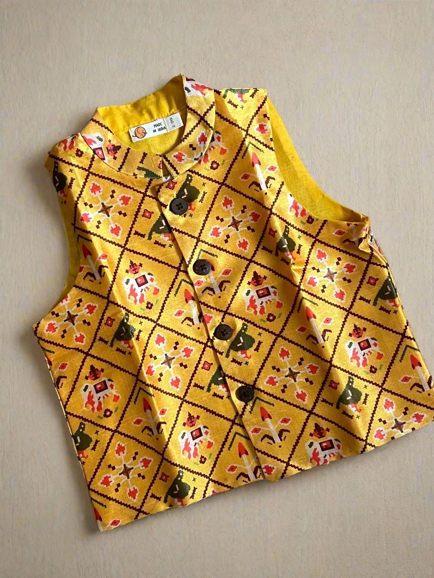 Klingaru Festive Mustard Patola Jacket