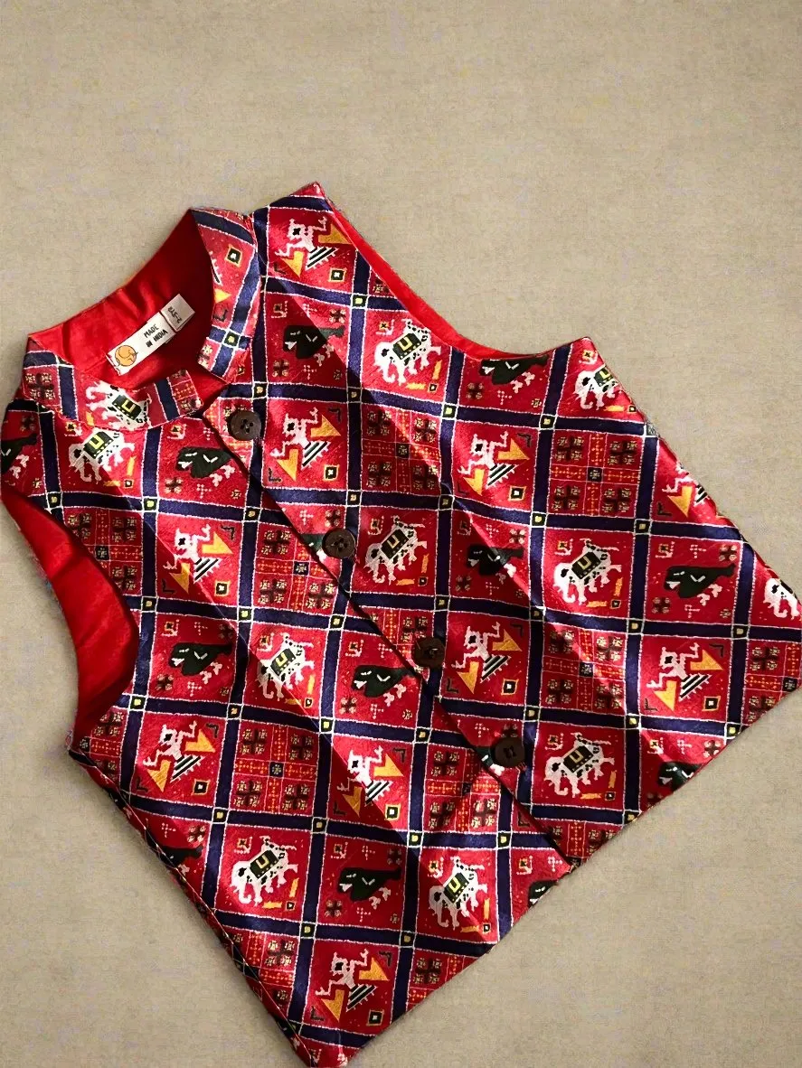 Klingaru Festive Red Patola Jacket