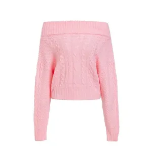 Knitted Off - Shoulder Batwing Sleeve Winter Sweater