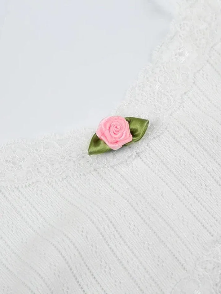 Lace Trim V Neck Tank Top