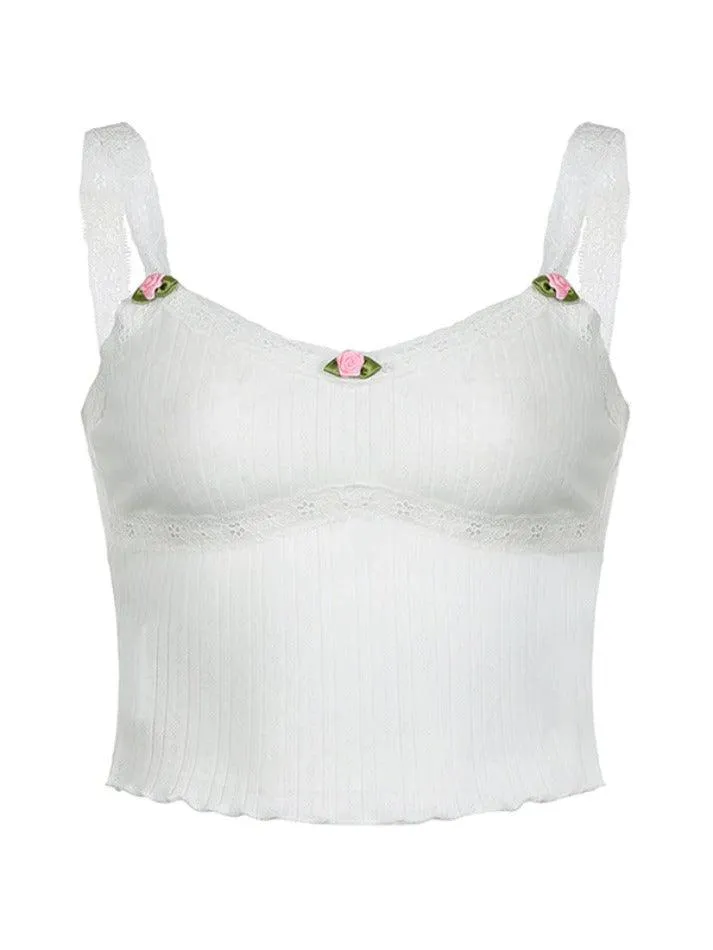 Lace Trim V Neck Tank Top