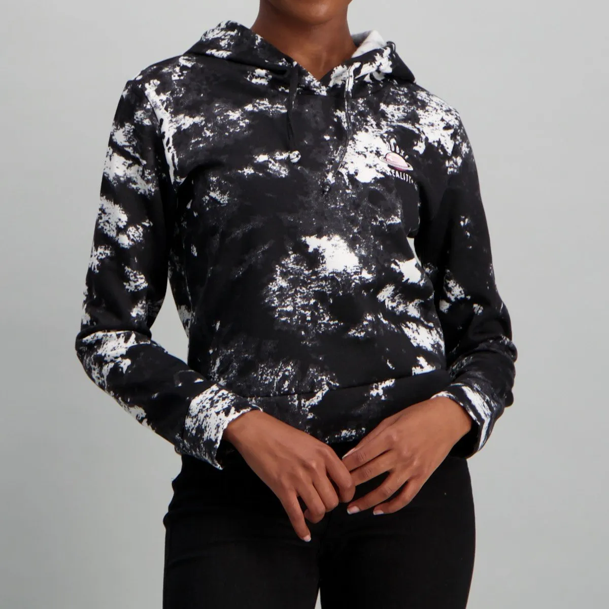 Ladies-Black Tye Dye Pullover With Embroidery