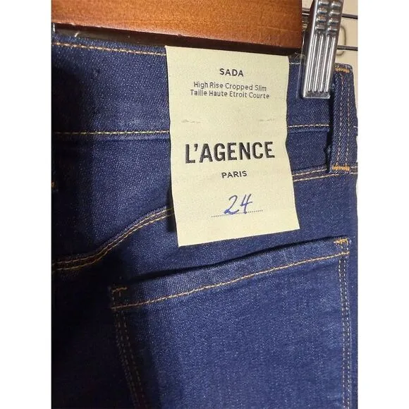 L’Agence Sada Lexington High Rise Cropped Slim Jeans Dark Women’s Size 24 NWT