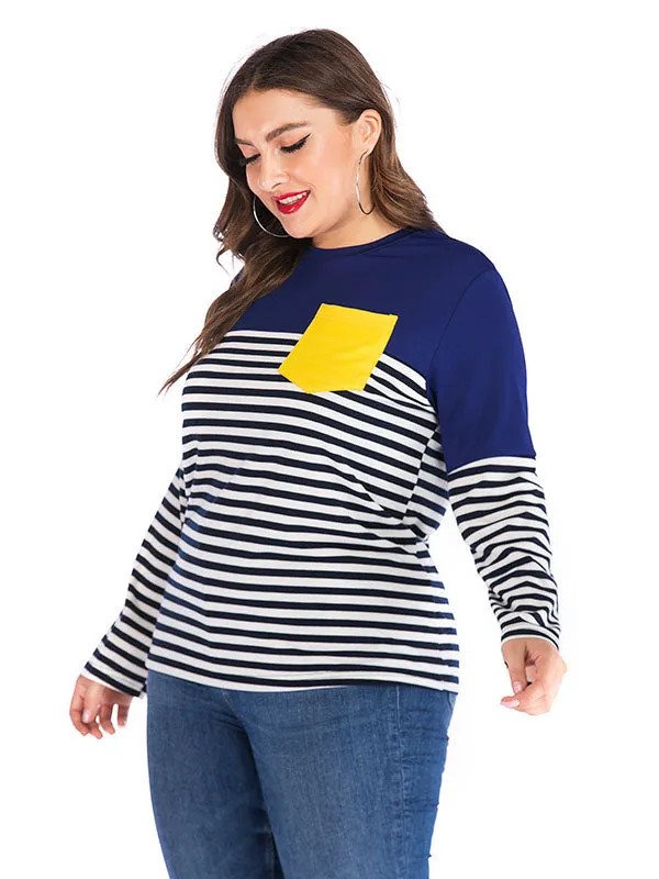 Large Size Stitching Long Sleeve Sweater
