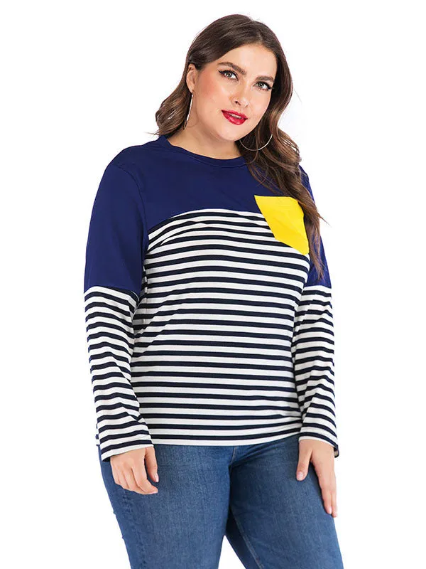 Large Size Stitching Long Sleeve Sweater