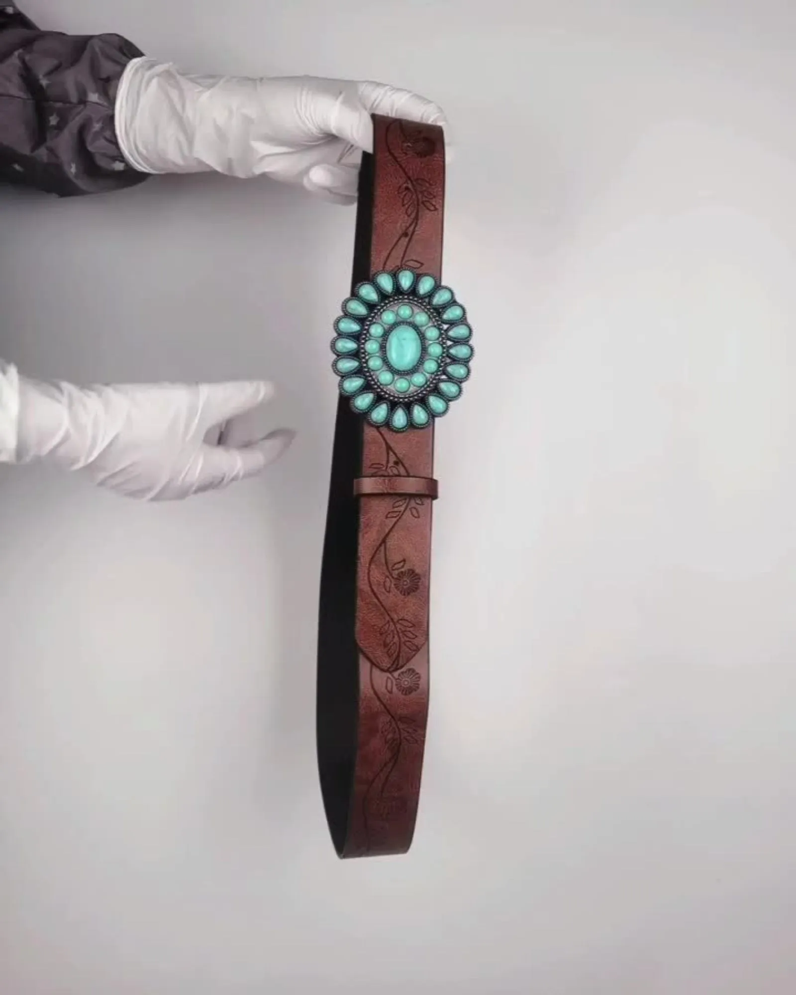 Lavinia – Bohemian Turquoise Belt with Vintage Brown Band