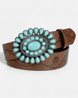 Lavinia – Bohemian Turquoise Belt with Vintage Brown Band