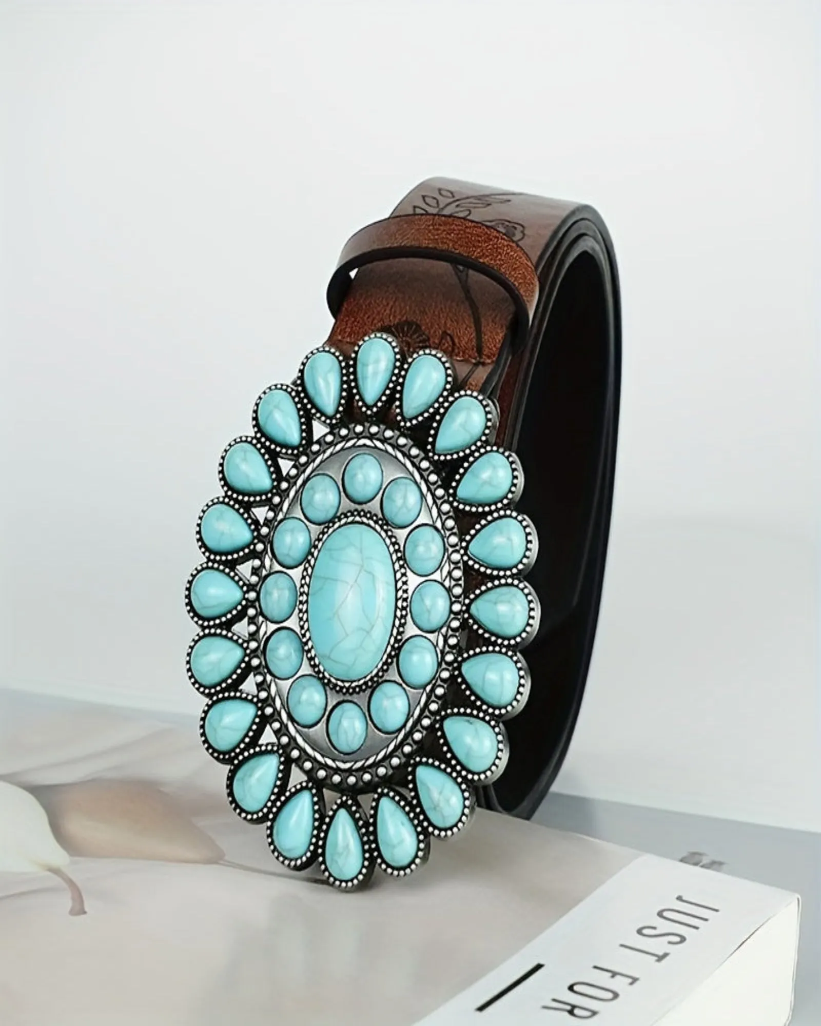 Lavinia – Bohemian Turquoise Belt with Vintage Brown Band