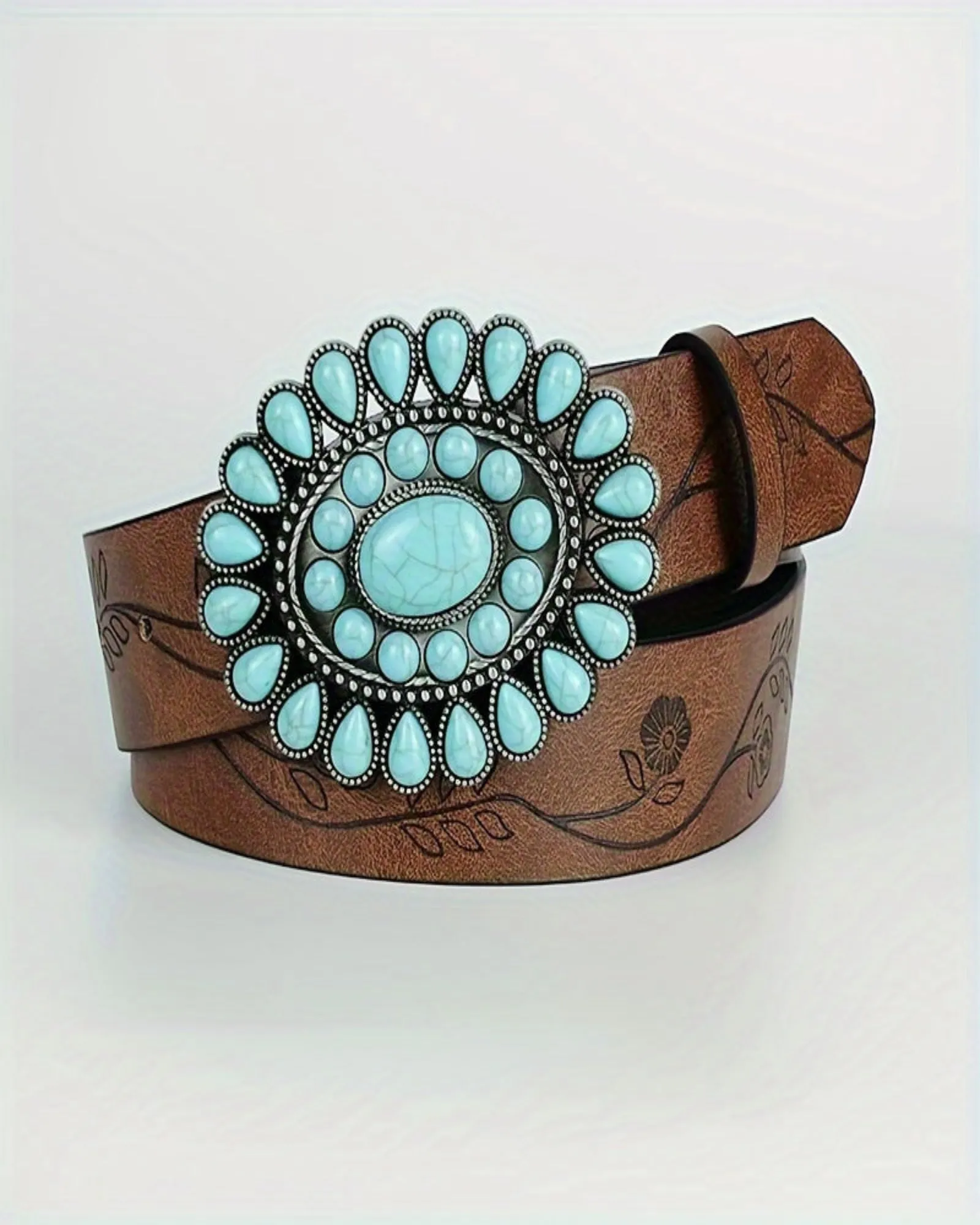 Lavinia – Bohemian Turquoise Belt with Vintage Brown Band