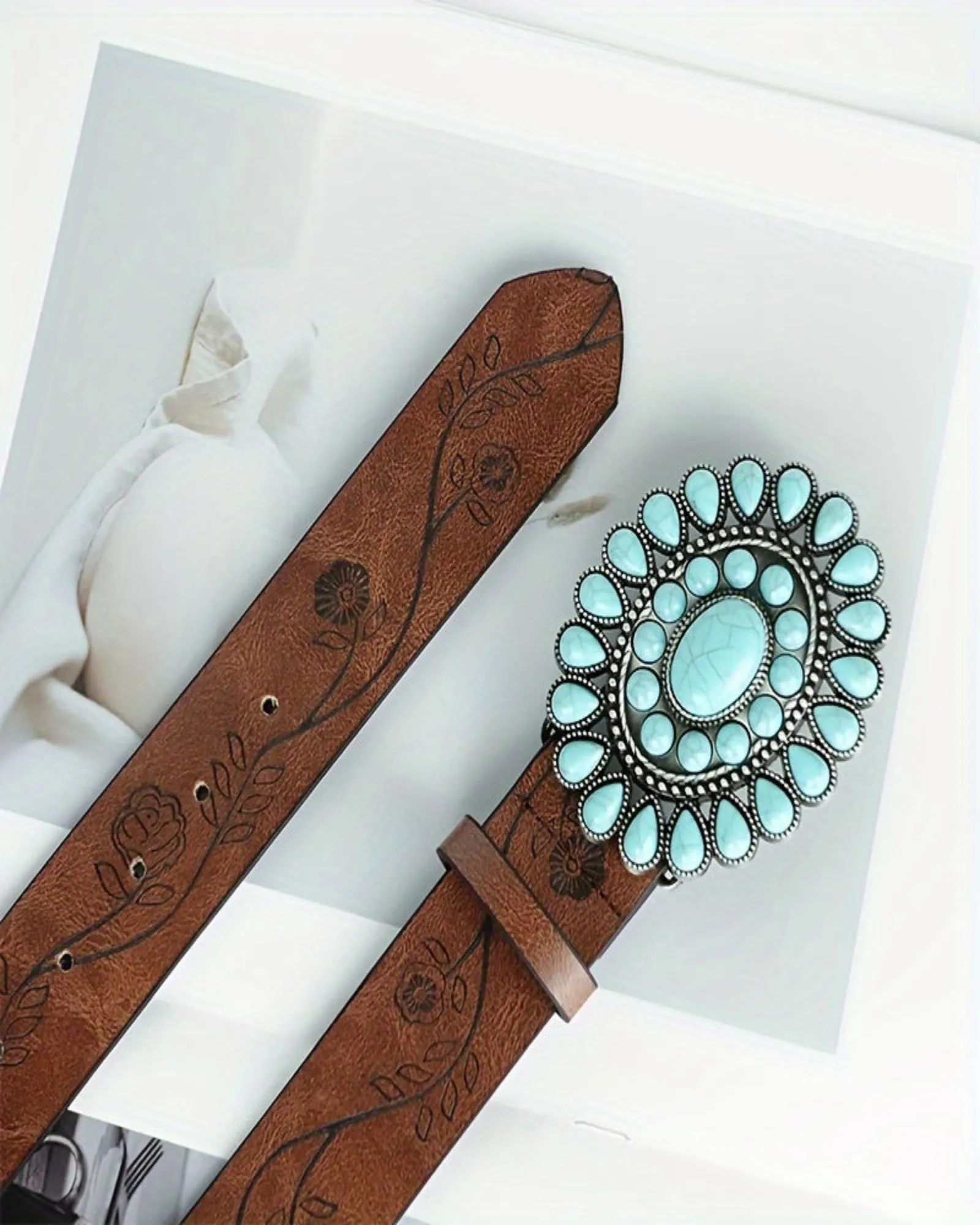 Lavinia – Bohemian Turquoise Belt with Vintage Brown Band