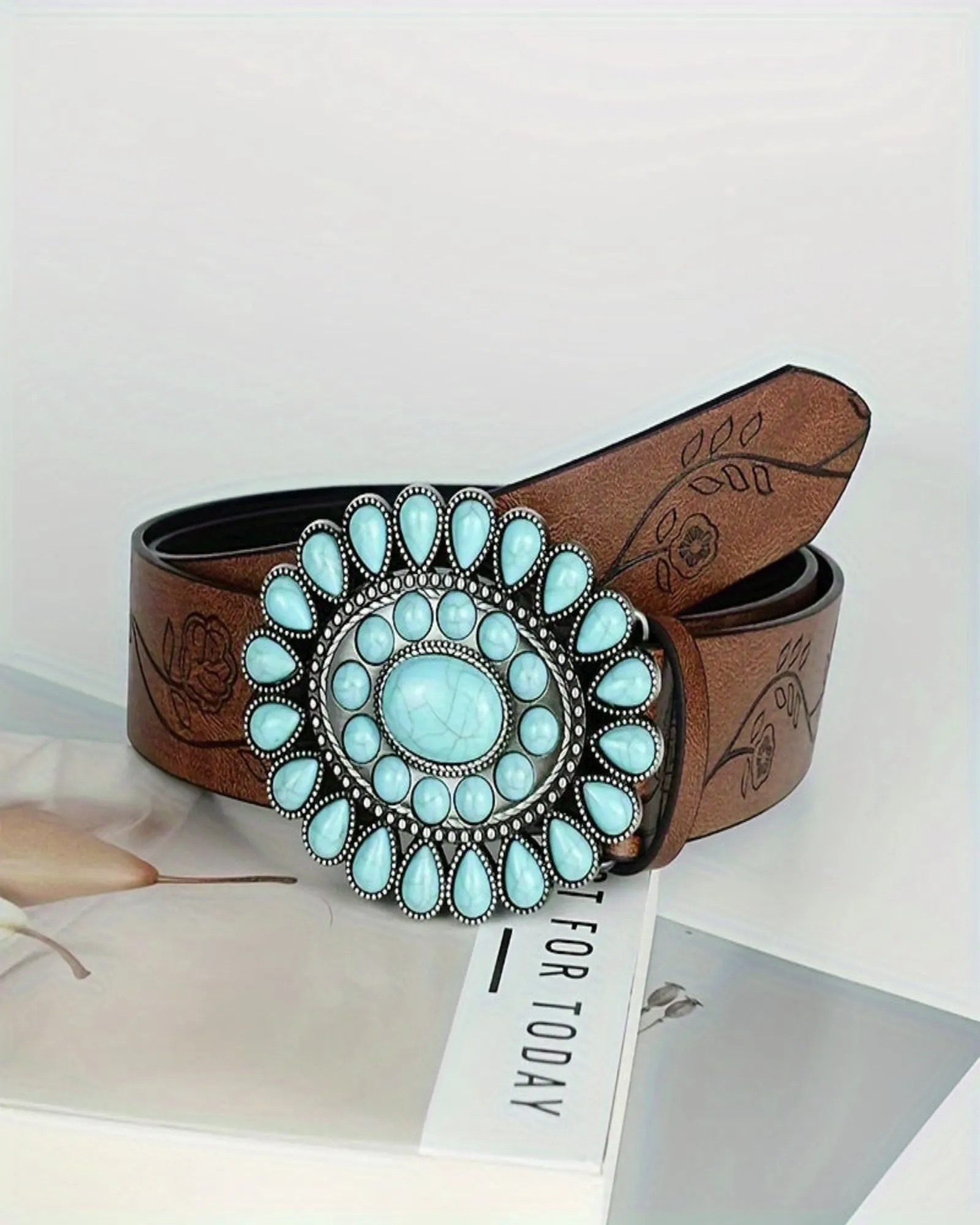 Lavinia – Bohemian Turquoise Belt with Vintage Brown Band
