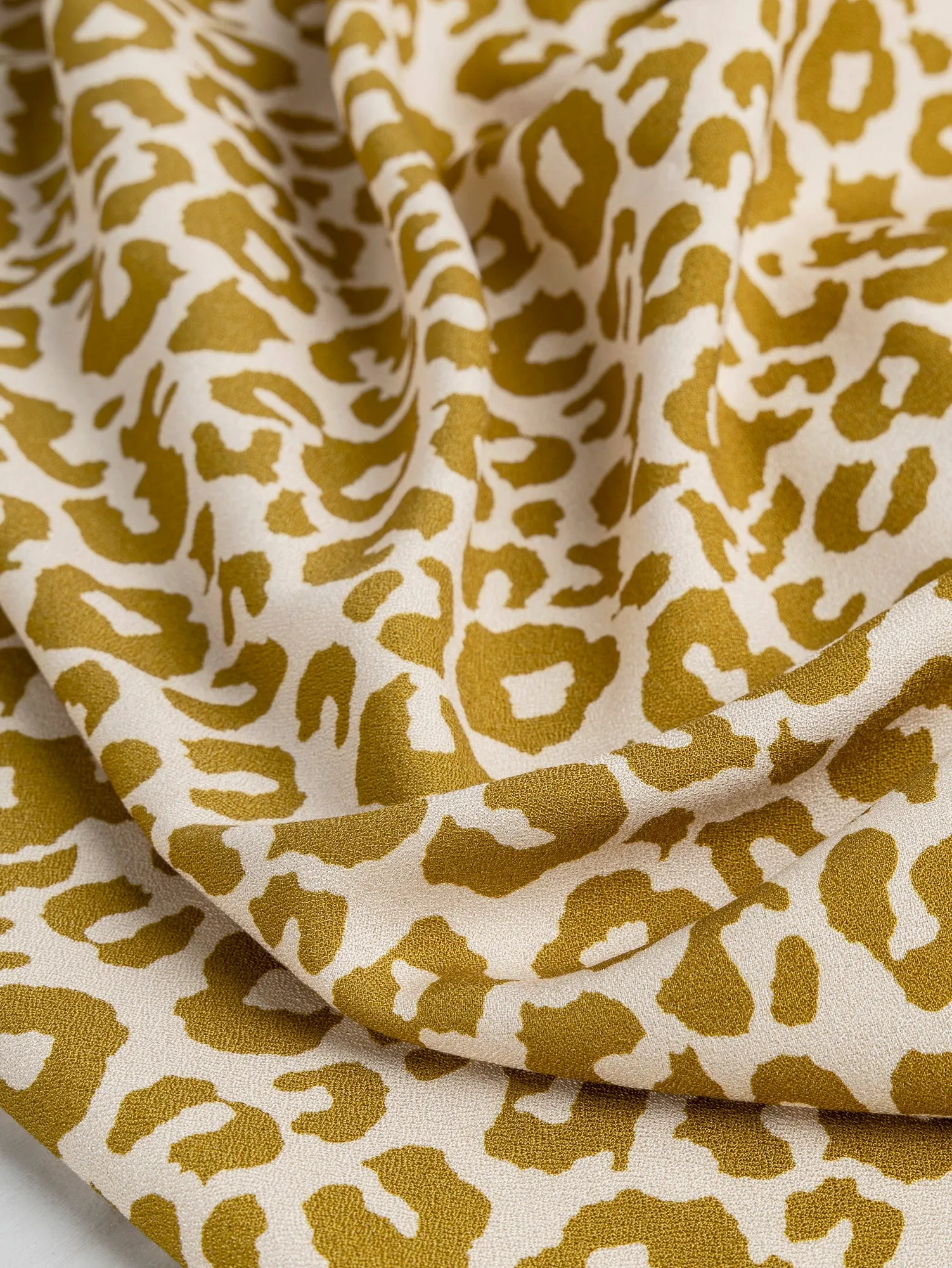Leopard Print Ecovero Viscose Crepe - Cream   Gold - Swatch
