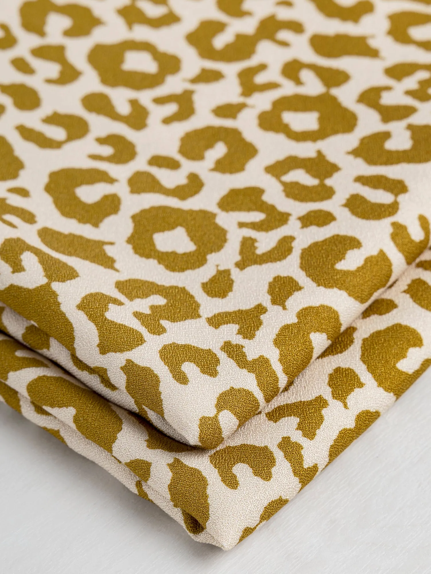 Leopard Print Ecovero Viscose Crepe - Cream   Gold - Swatch