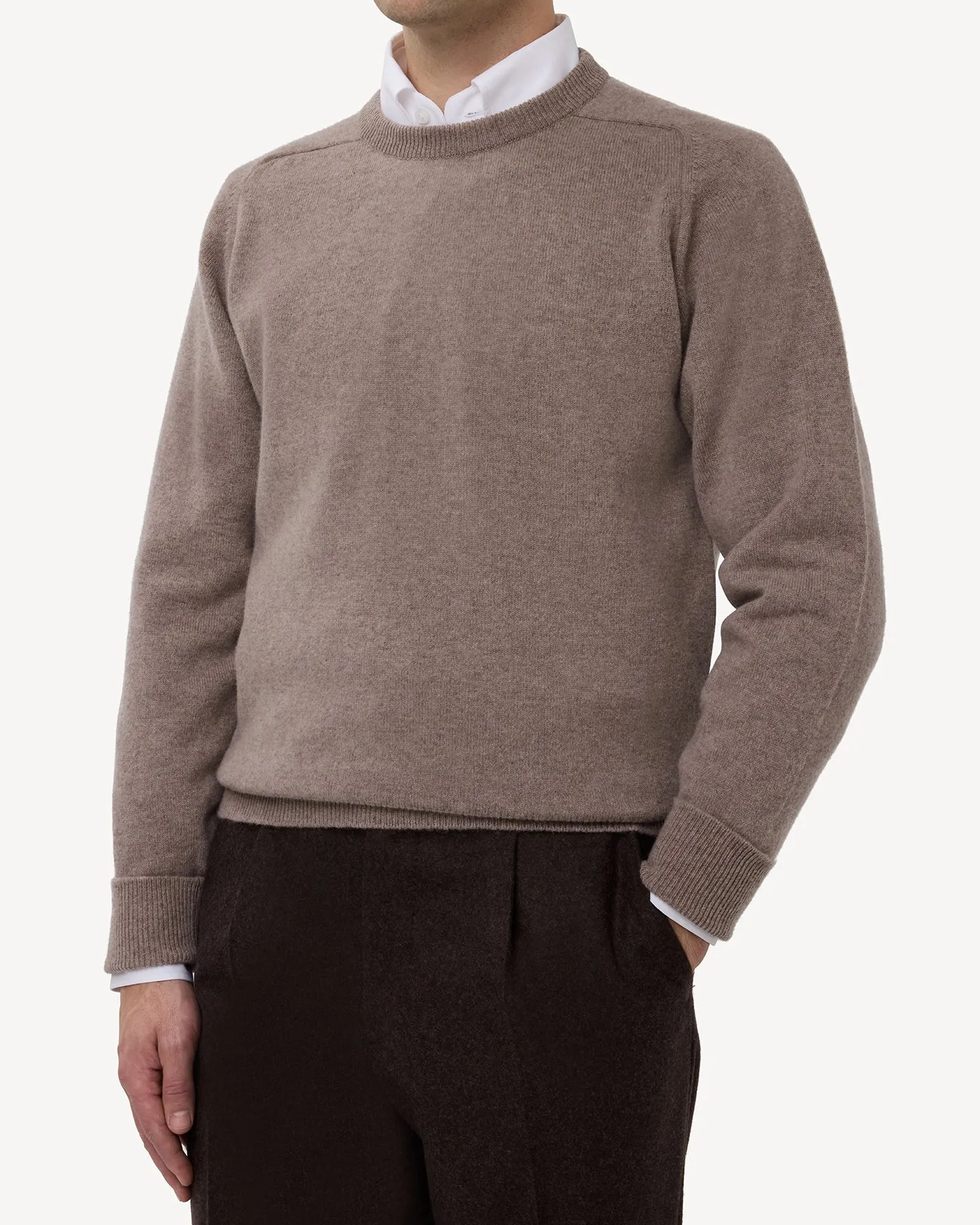 Light Brown Lambswool Crew Neck