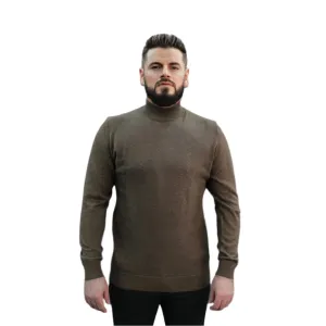 Light Brown Wool Mock Neck,  Essential  Sweater