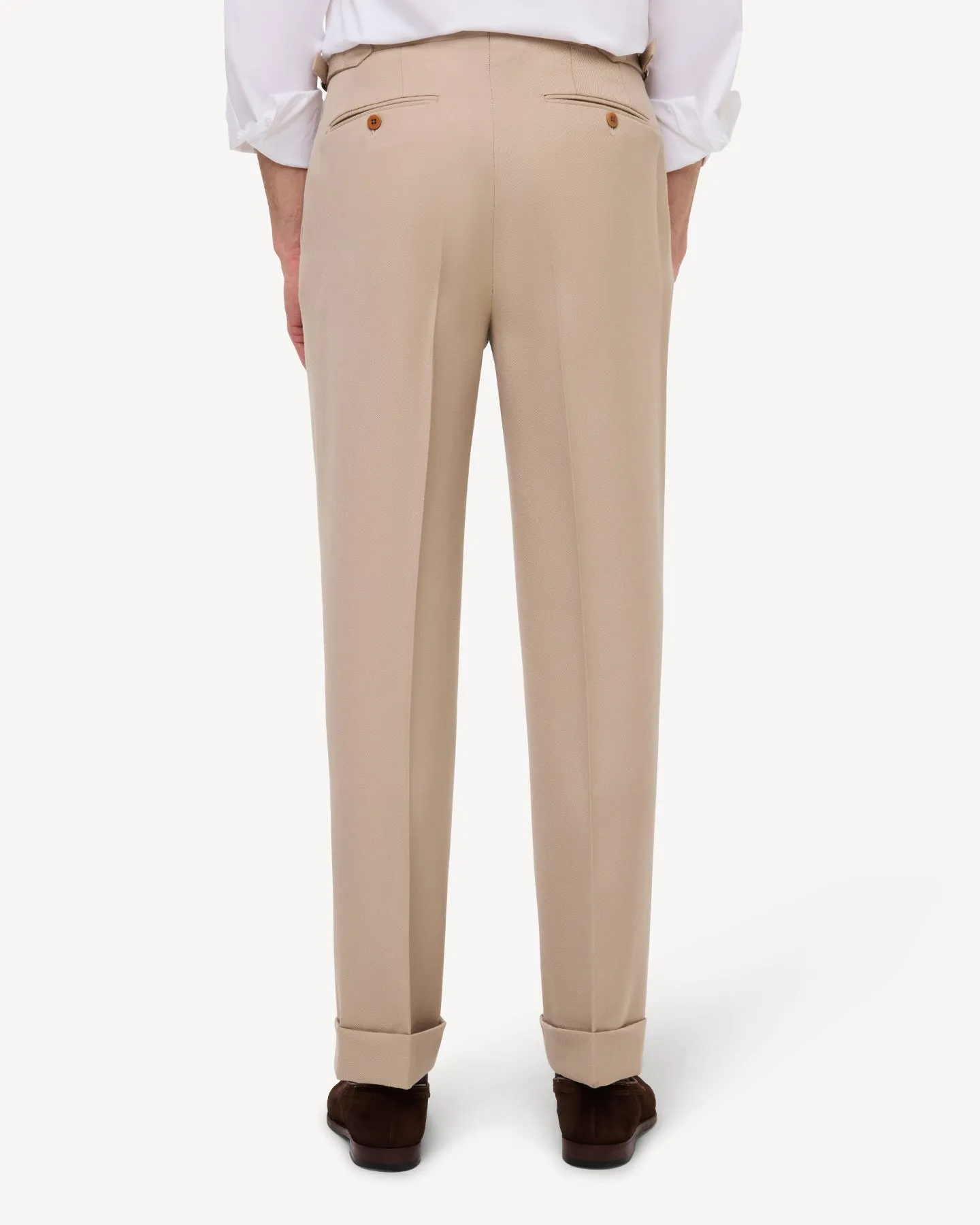 Light Tan Single Pleat Cavalry Twill Trousers