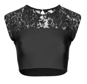 Lolita Lace Crop top - Black - FINAL SALE