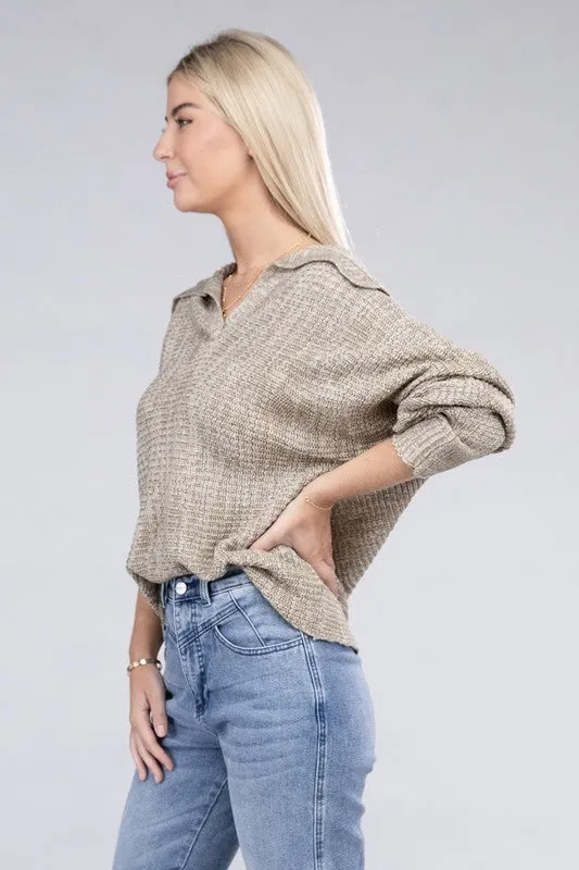 Long Sleeve Collared Sweater