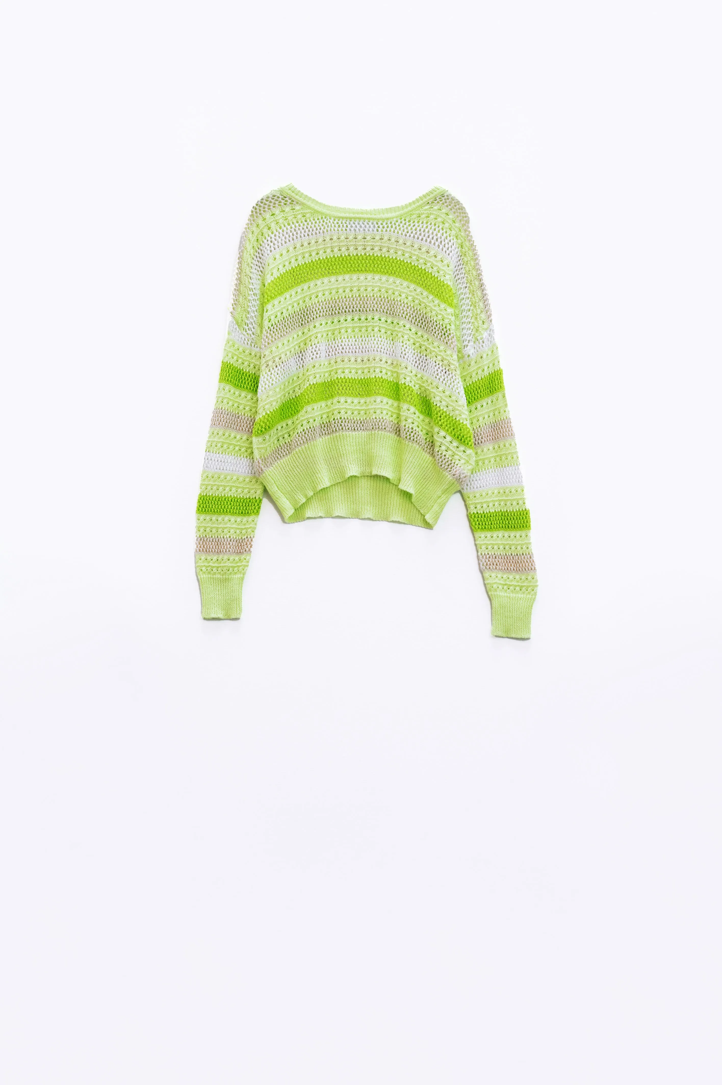 Long Sleeve Light Multicolored Sweater With Boat Neck