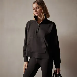 Long Sleeve Zip Sweat Top - Black