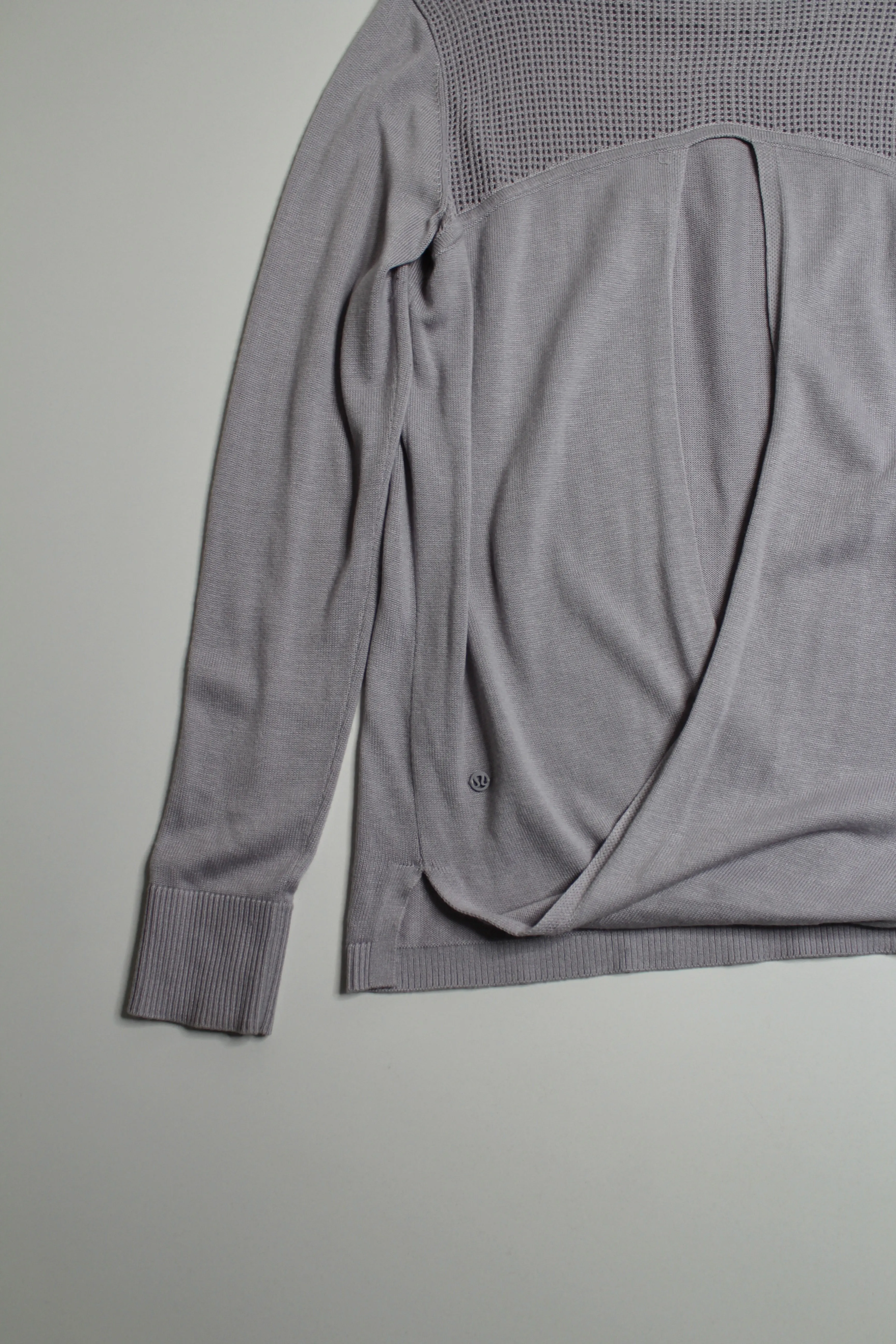 Lululemon iced iris ‘back to balance’ sweater, no size. Fits like 6 (relaxed fit)
