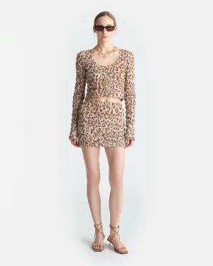 Lyle - Seersucker Cotton Voile Mini Skirt - Ocelot