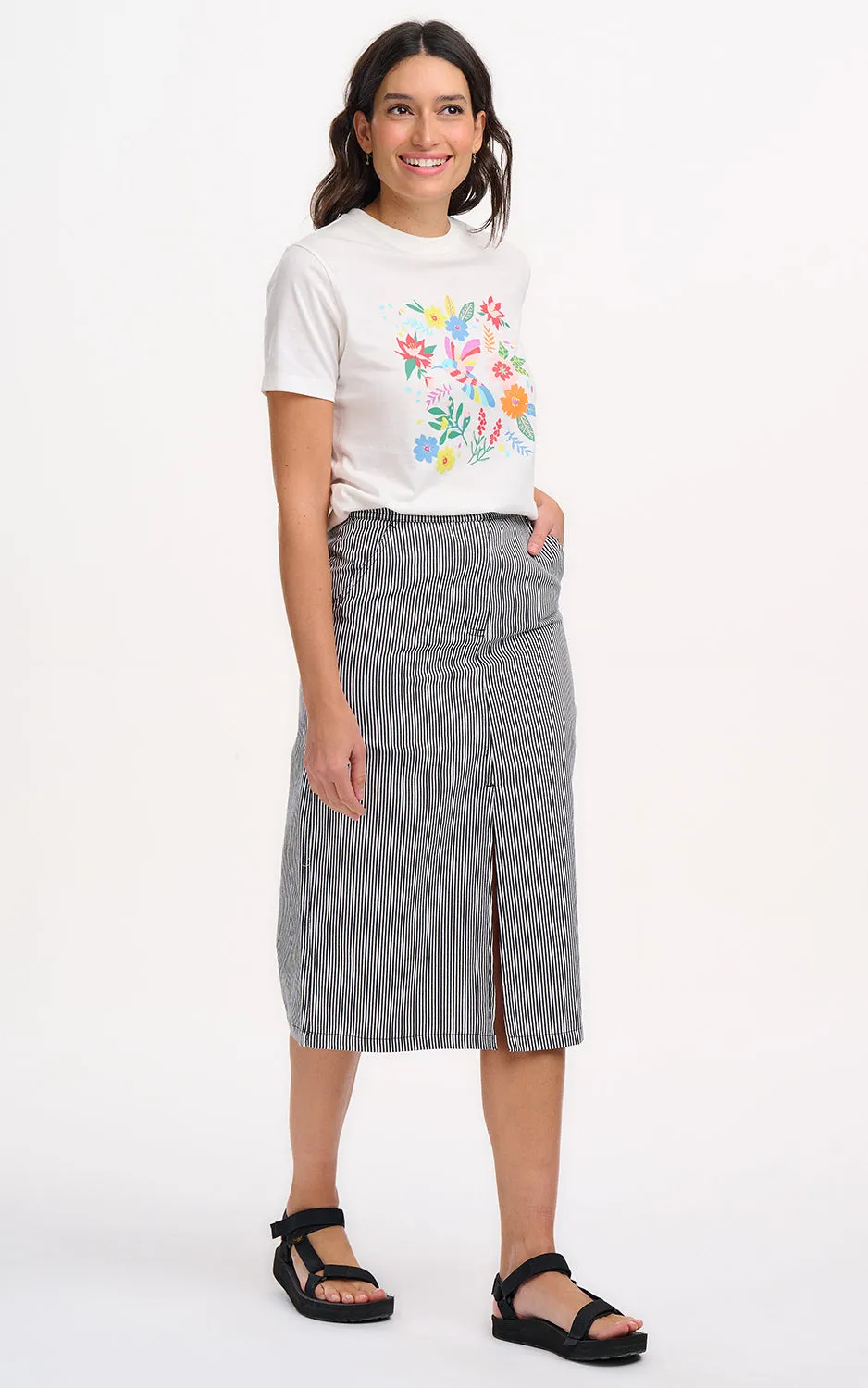 Maggie T-Shirt Off-White Tropical Hummingbird