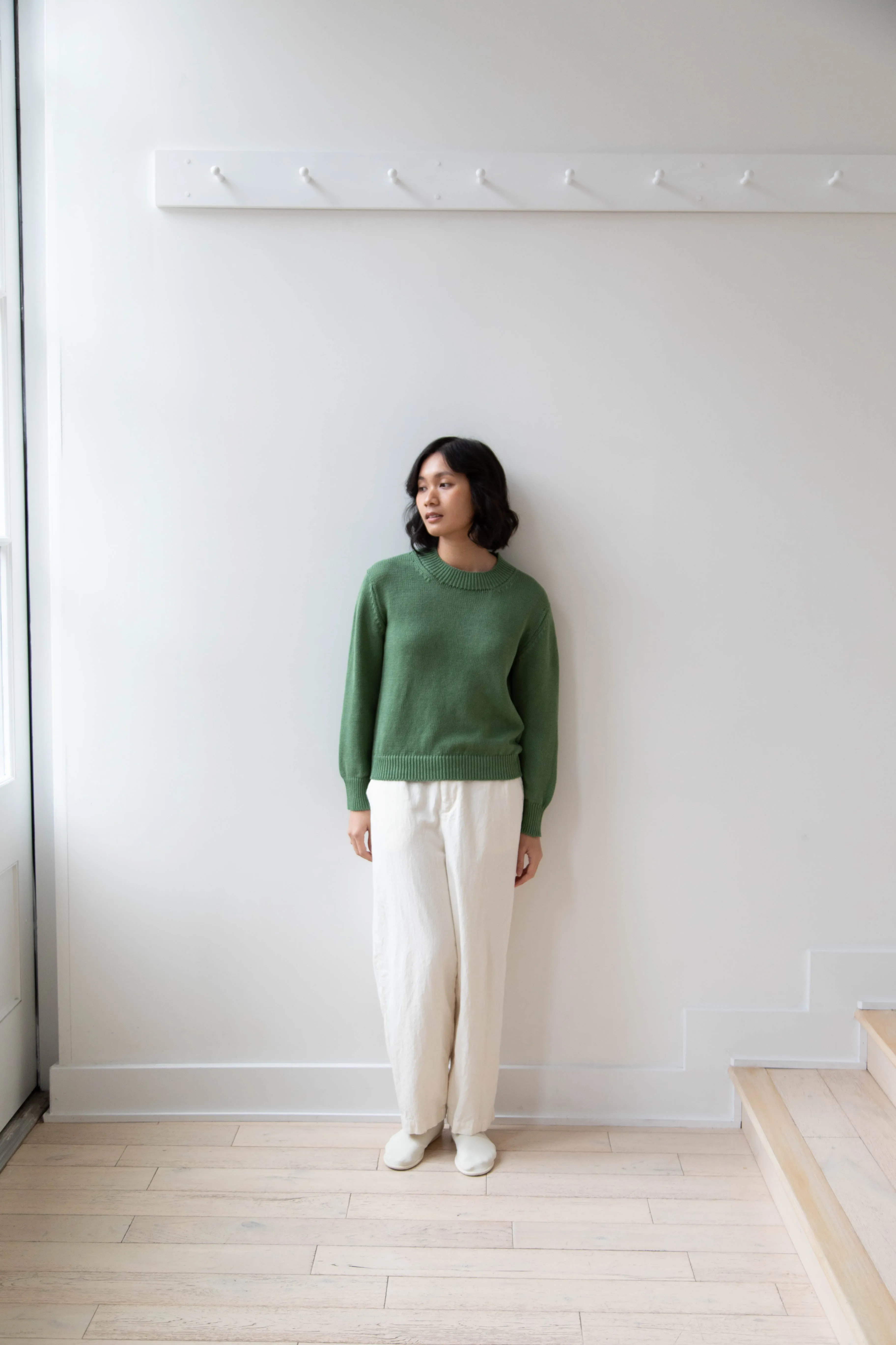 Margaret Howell | Chunky Crew Neck Jumper in Watercress
