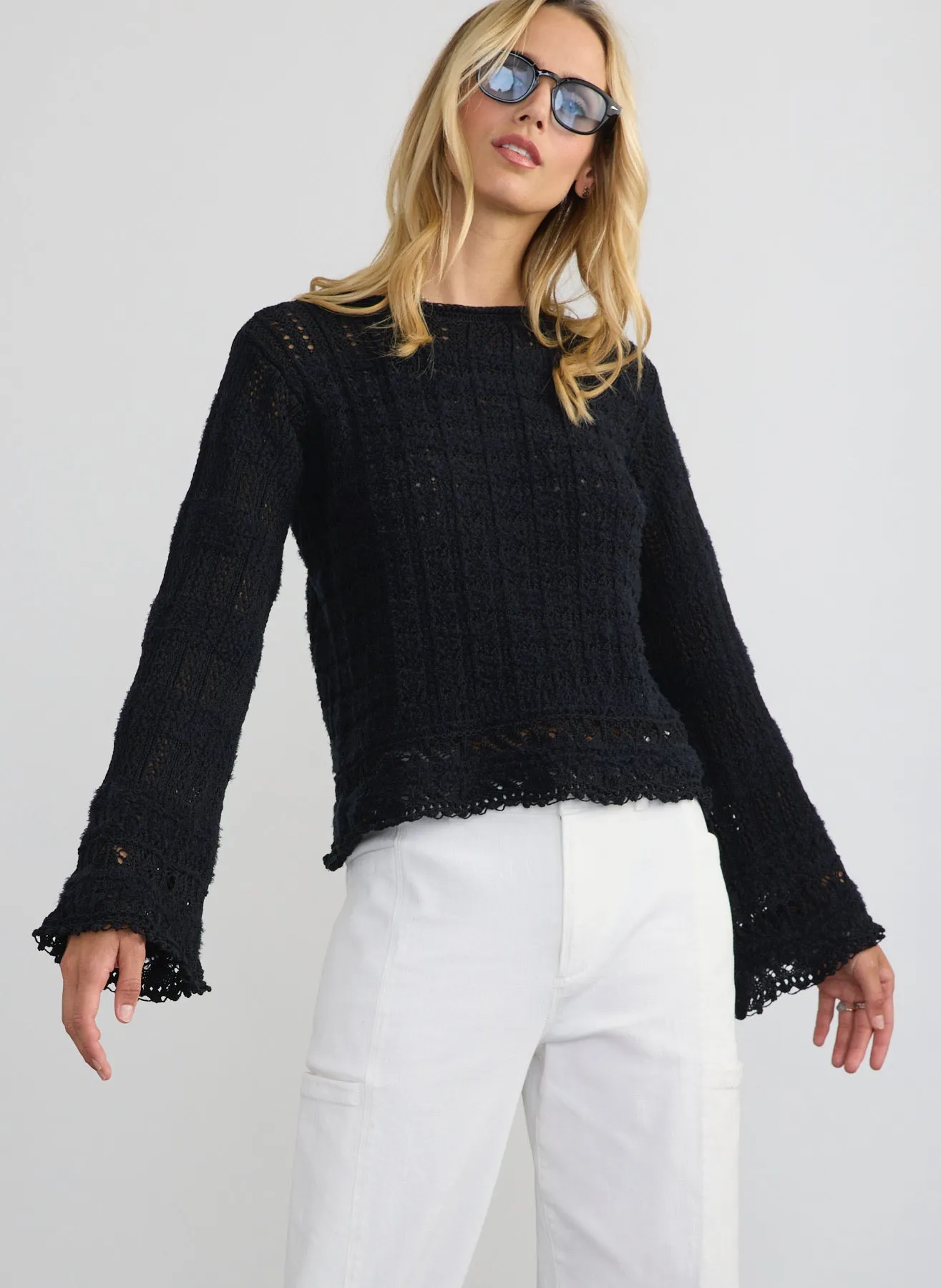 MARGARET O'LEARY--Bell Sleeve Po Black