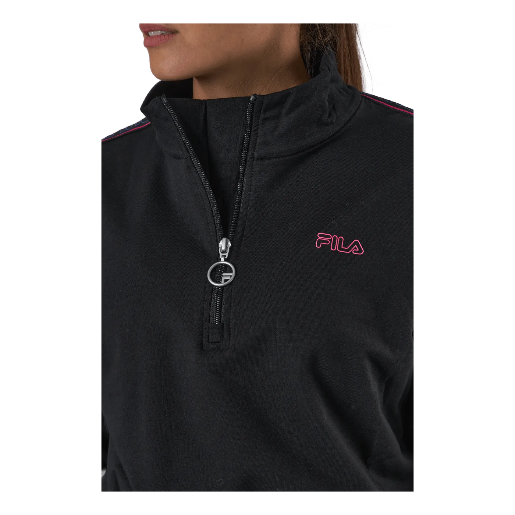 Maribel Cropped Half Zip Shirt Black