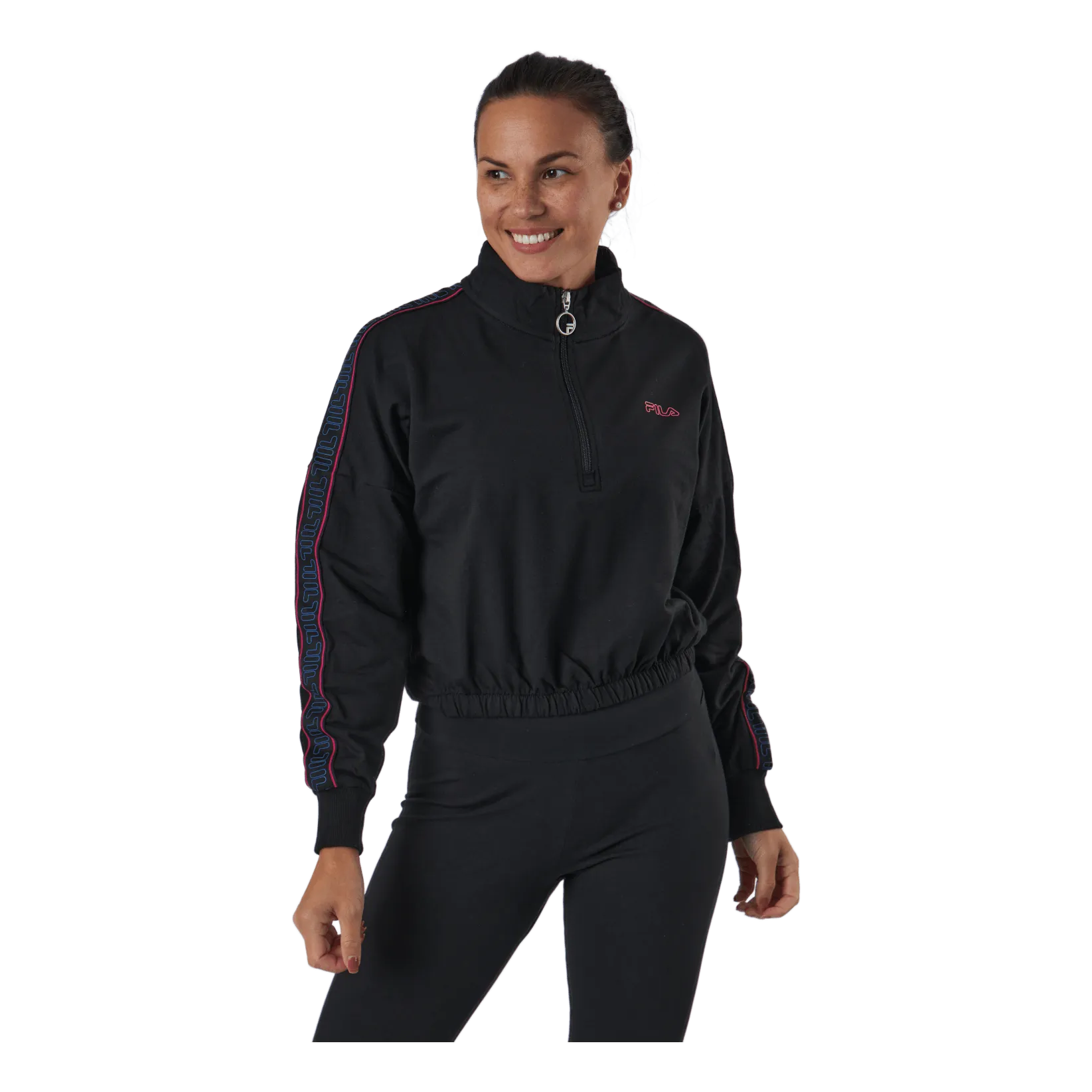 Maribel Cropped Half Zip Shirt Black
