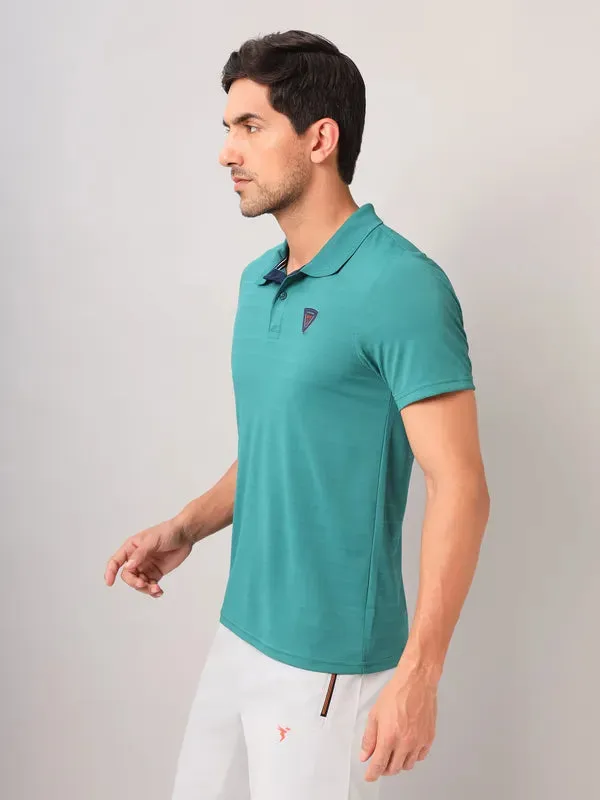 Men Self Design Slim Fit Polo T-shirt with AIRTEX STRIPES