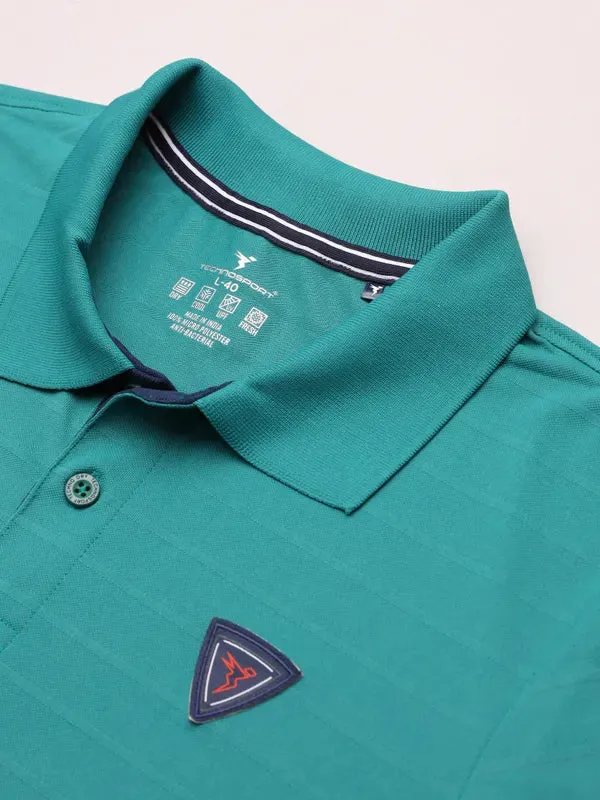 Men Self Design Slim Fit Polo T-shirt with AIRTEX STRIPES