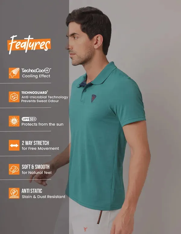Men Self Design Slim Fit Polo T-shirt with AIRTEX STRIPES
