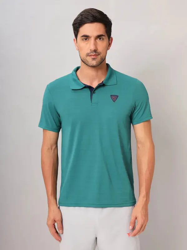 Men Self Design Slim Fit Polo T-shirt with AIRTEX STRIPES