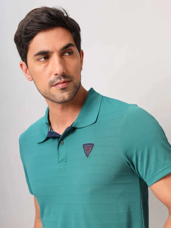 Men Self Design Slim Fit Polo T-shirt with AIRTEX STRIPES