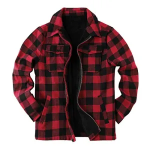 Men's Fleece Buffalo Plaid Jacket, Sherpa Lined