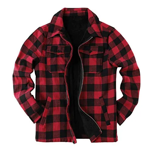 Men's Fleece Buffalo Plaid Jacket, Sherpa Lined