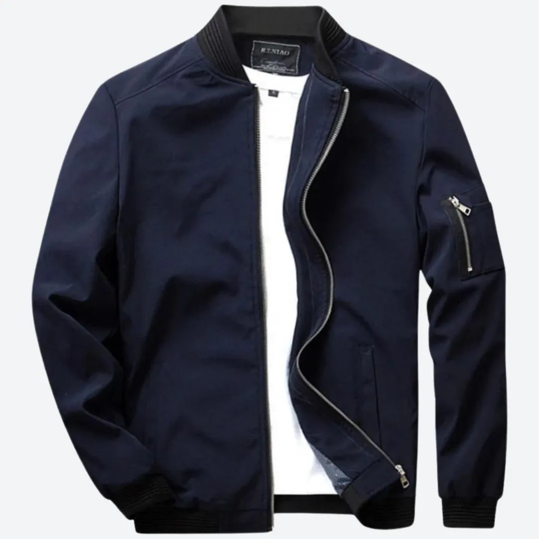 Men's lightweight bomber jacket casual everyday wear - trendy zip-up outerwear for versatile styling