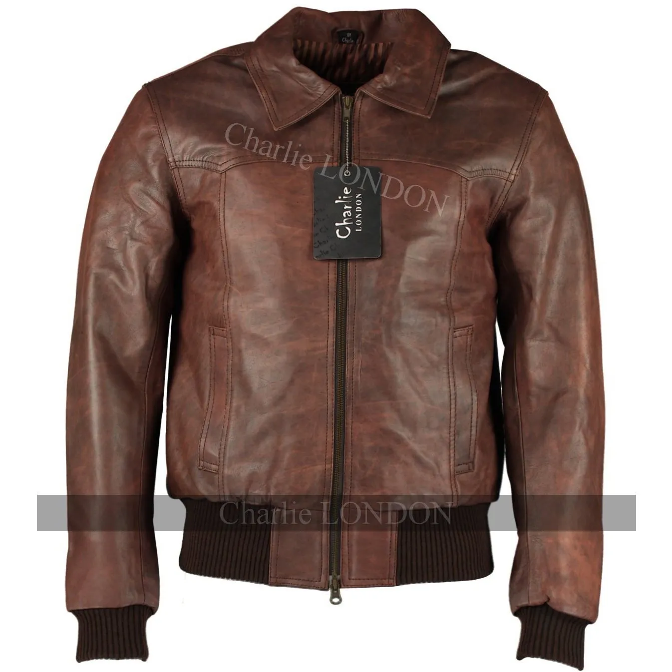 Men's The Deal Vintage Brown Bomber Leather Jacket