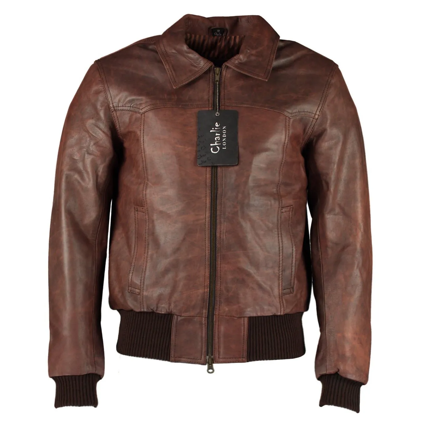 Men's The Deal Vintage Brown Bomber Leather Jacket