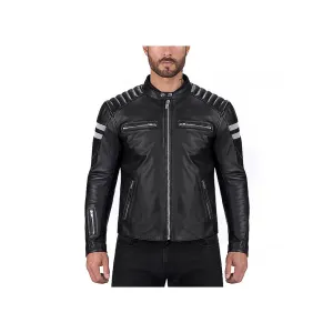 Men™s Vertical Striped Motorcycle Jacket “ Slim Fit, Premium Fabric, Zipper Closure
