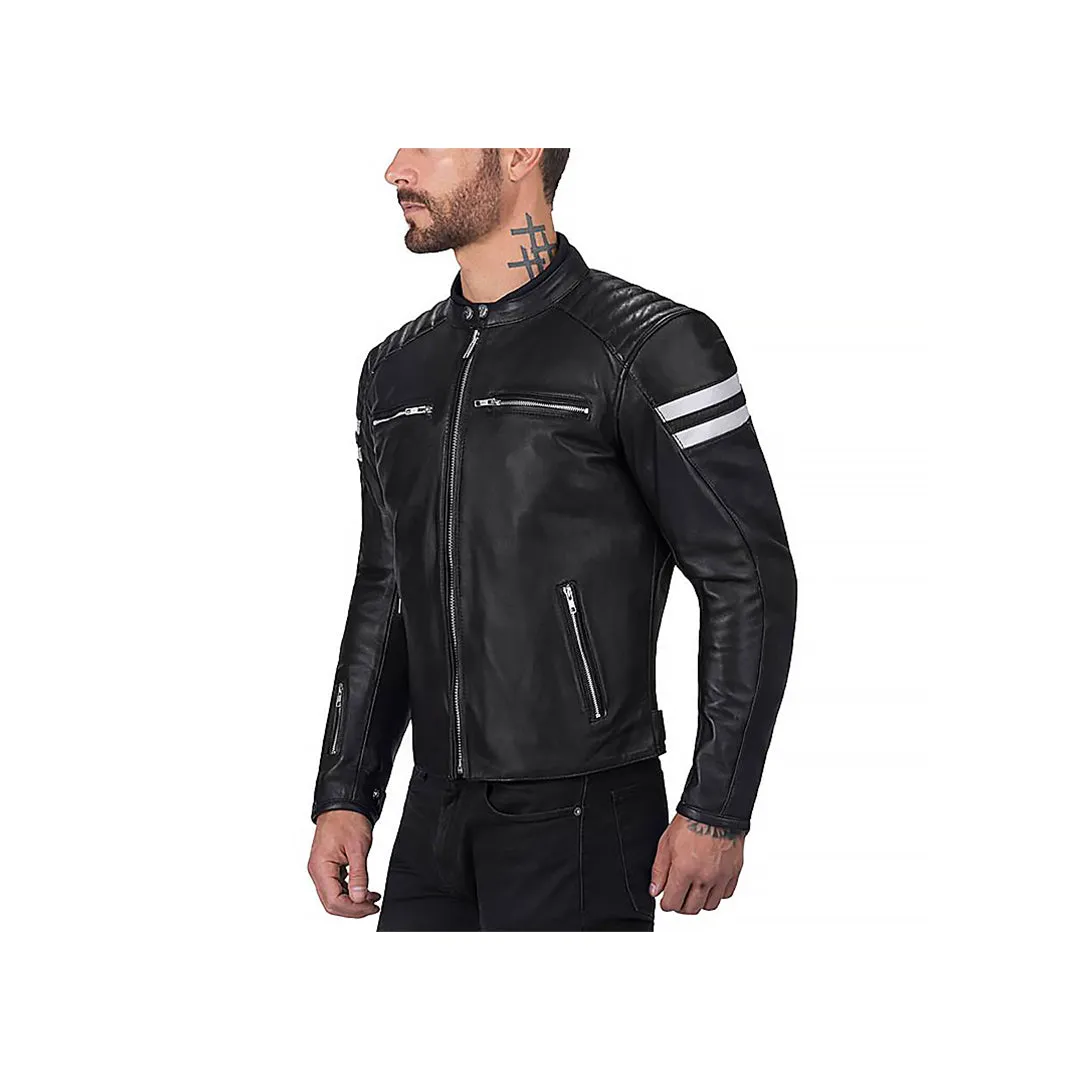 Men™s Vertical Striped Motorcycle Jacket “ Slim Fit, Premium Fabric, Zipper Closure