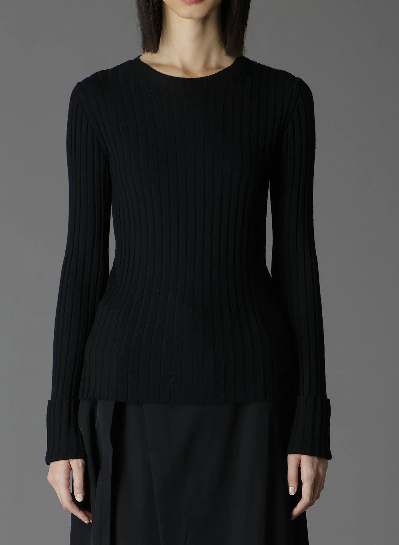MERINO WOOL RIB CREW NECK KNITWEAR