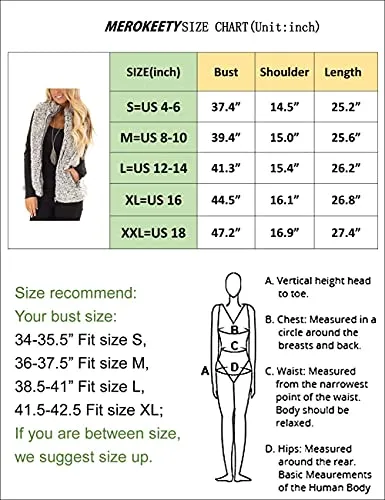 MEROKEETY Sherpa Fleece Zipper Vest